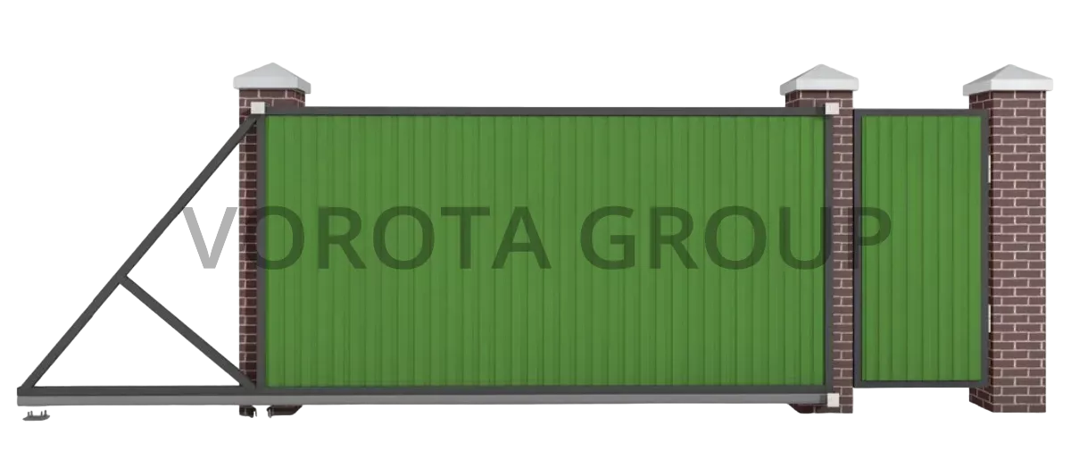 Откатные ворота Doorhan зеленого цвета 4000x2000