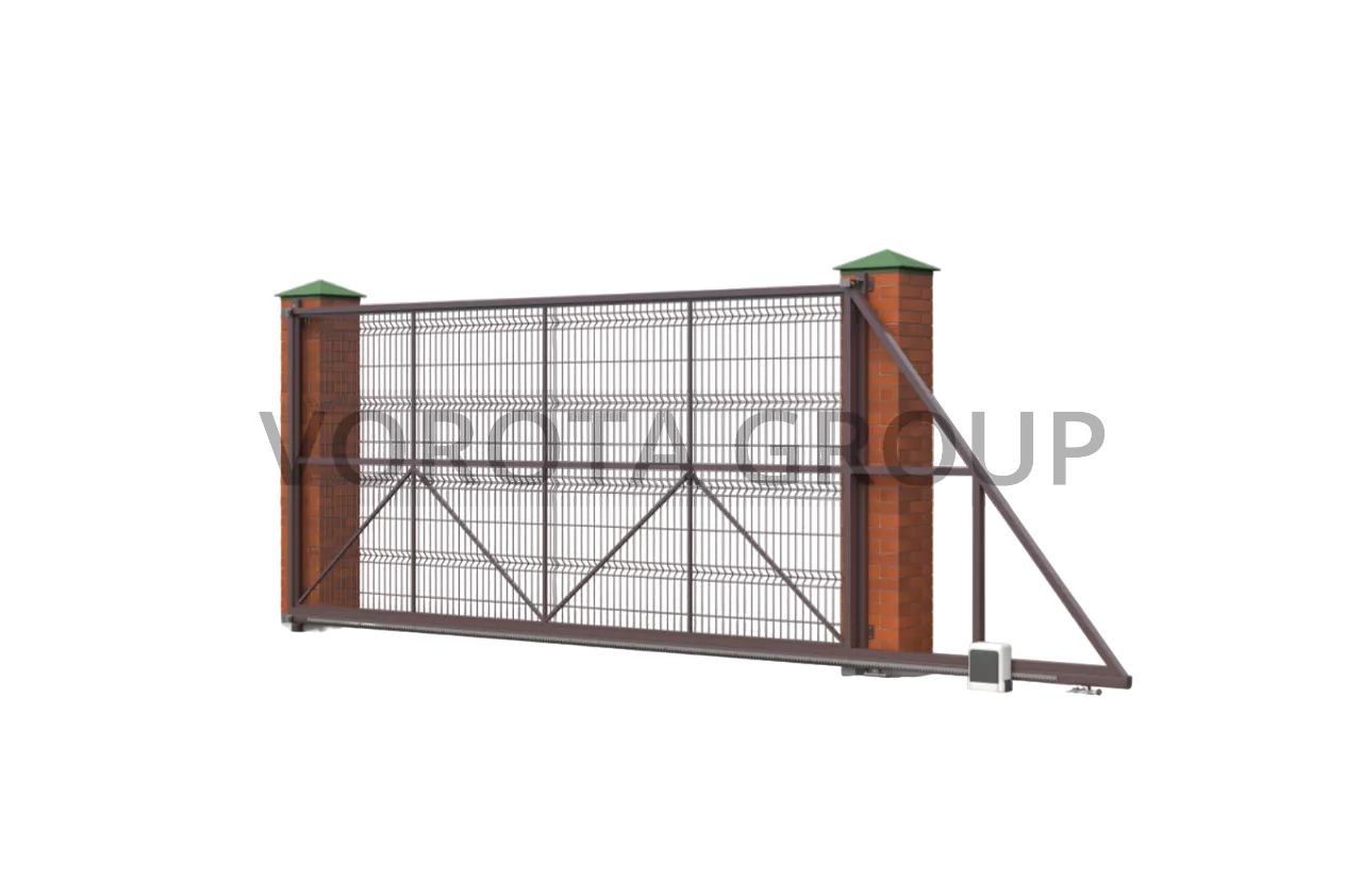 Откатные ворота Alutech сетка коричневая 2400x1900