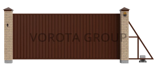 Откатные ворота Doorhan из сэндвич-панелей коричневые 2900x1900
