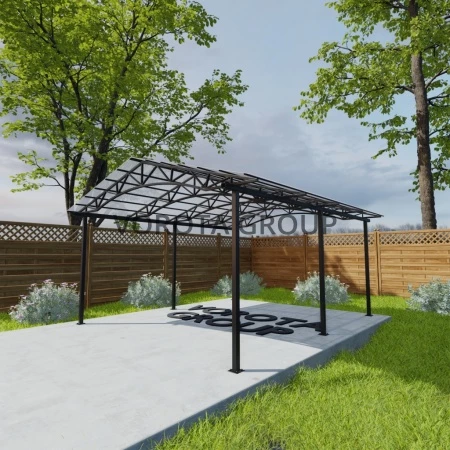 Двухскатный навес с арочным основанием белого цвета, монолитный поликарбонат 4500*6000
